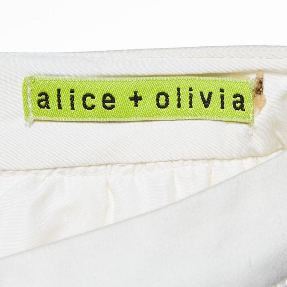 Alice + Olivia White Flamingo Print Stretch Cotton Flared Hale Mini Skirt Xs - Picture 5 of 6